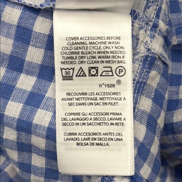 POLO Ralph Lauren Blue Gingham Linen Tiered Ruffle Midi Skirt w/ Pockets Sz 4 - Picture 9 of 15